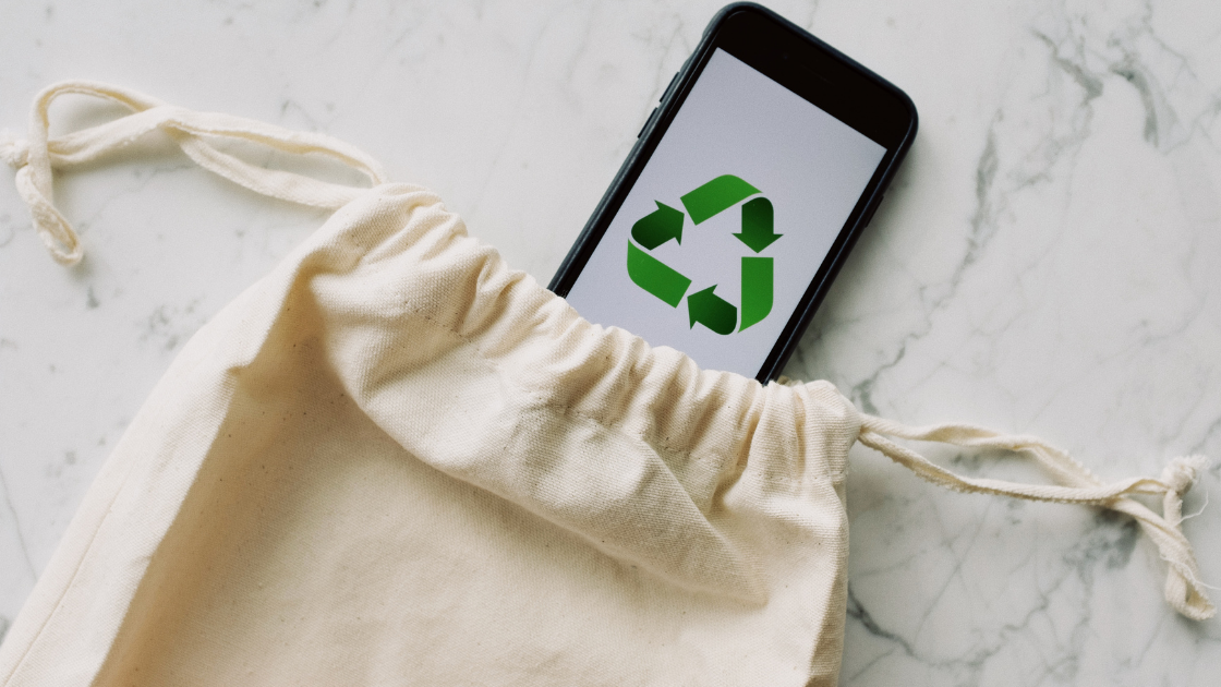 smartphone in eco friendly cloth case